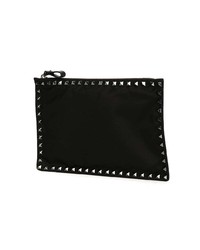 schwarze verzierte Leder Clutch Handtasche von Valentino