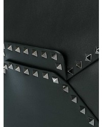 schwarze verzierte Leder Clutch Handtasche von Valentino