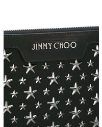 schwarze verzierte Leder Clutch Handtasche von Jimmy Choo