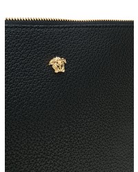 schwarze verzierte Leder Clutch Handtasche von Versace