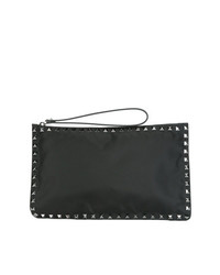 schwarze verzierte Leder Clutch Handtasche von Valentino