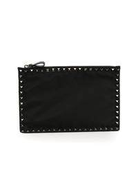 schwarze verzierte Leder Clutch Handtasche von Valentino