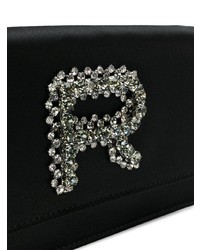 schwarze verzierte Leder Clutch von Rochas