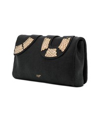 schwarze verzierte Leder Clutch von RED Valentino