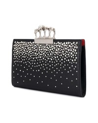 schwarze verzierte Leder Clutch von Alexander McQueen