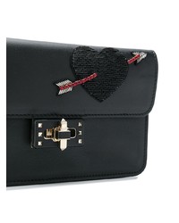 schwarze verzierte Leder Clutch von Valentino