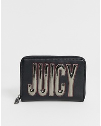 schwarze verzierte Leder Clutch von Juicy Couture