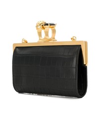 schwarze verzierte Leder Clutch von Alexander McQueen