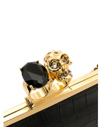 schwarze verzierte Leder Clutch von Alexander McQueen