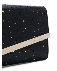 schwarze verzierte Leder Clutch von Jimmy Choo