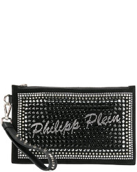 schwarze verzierte Leder Clutch von Philipp Plein