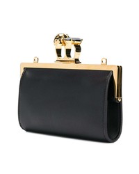 schwarze verzierte Leder Clutch von Alexander McQueen