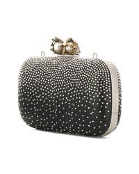 schwarze verzierte Leder Clutch von Alexander McQueen