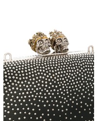 schwarze verzierte Leder Clutch von Alexander McQueen