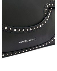 schwarze verzierte Leder Clutch von Alexander McQueen