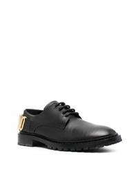 schwarze verzierte Leder Derby Schuhe von Moschino