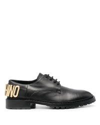 schwarze verzierte Leder Derby Schuhe von Moschino
