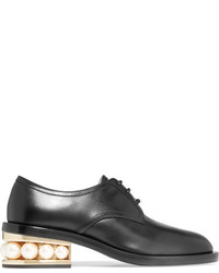 schwarze verzierte Leder Derby Schuhe von Nicholas Kirkwood