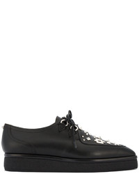 schwarze verzierte Leder Derby Schuhe von Valentino