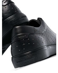 schwarze verzierte Leder niedrige Sneakers von Saint Laurent