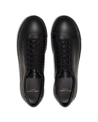 schwarze verzierte Leder niedrige Sneakers von Saint Laurent