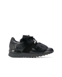 schwarze verzierte Leder niedrige Sneakers von Baldinini