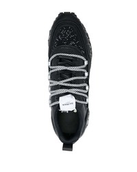 schwarze verzierte Leder niedrige Sneakers von Balmain