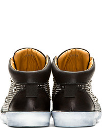 schwarze verzierte Leder niedrige Sneakers von Jimmy Choo