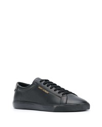 schwarze verzierte Leder niedrige Sneakers von Saint Laurent