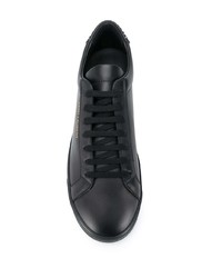 schwarze verzierte Leder niedrige Sneakers von Saint Laurent