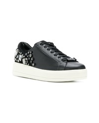 schwarze verzierte Leder niedrige Sneakers von Liu Jo