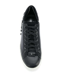 schwarze verzierte Leder niedrige Sneakers von Liu Jo