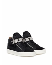 schwarze verzierte Leder niedrige Sneakers von Giuseppe Zanotti