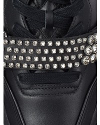 schwarze verzierte Leder niedrige Sneakers von Jimmy Choo