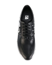 schwarze verzierte Leder niedrige Sneakers von Karl Lagerfeld