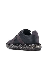 schwarze verzierte Leder niedrige Sneakers von Maison Margiela