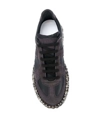 schwarze verzierte Leder niedrige Sneakers von Maison Margiela