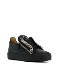 schwarze verzierte Leder niedrige Sneakers von Giuseppe Zanotti