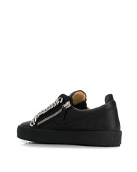 schwarze verzierte Leder niedrige Sneakers von Giuseppe Zanotti