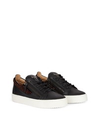 schwarze verzierte Leder niedrige Sneakers von Giuseppe Zanotti