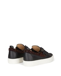 schwarze verzierte Leder niedrige Sneakers von Giuseppe Zanotti