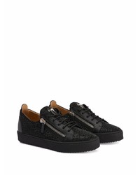 schwarze verzierte Leder niedrige Sneakers von Giuseppe Zanotti