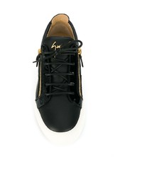schwarze verzierte Leder niedrige Sneakers von Giuseppe Zanotti