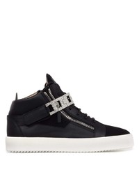 schwarze verzierte Leder niedrige Sneakers von Giuseppe Zanotti