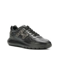 schwarze verzierte Leder niedrige Sneakers von Hogan