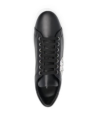 schwarze verzierte Leder niedrige Sneakers von Philipp Plein