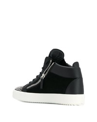 schwarze verzierte Leder niedrige Sneakers von Giuseppe Zanotti