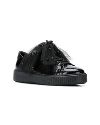 schwarze verzierte Leder niedrige Sneakers von Tosca Blu