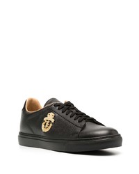 schwarze verzierte Leder niedrige Sneakers von Billionaire