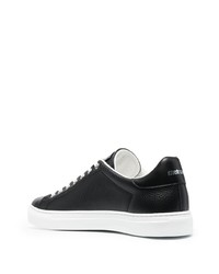 schwarze verzierte Leder niedrige Sneakers von Roberto Cavalli